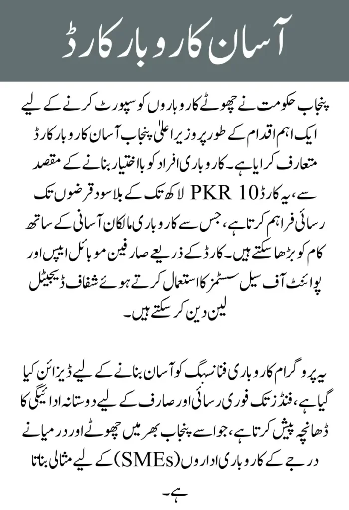 CM Punjab Asaan Karobar Card