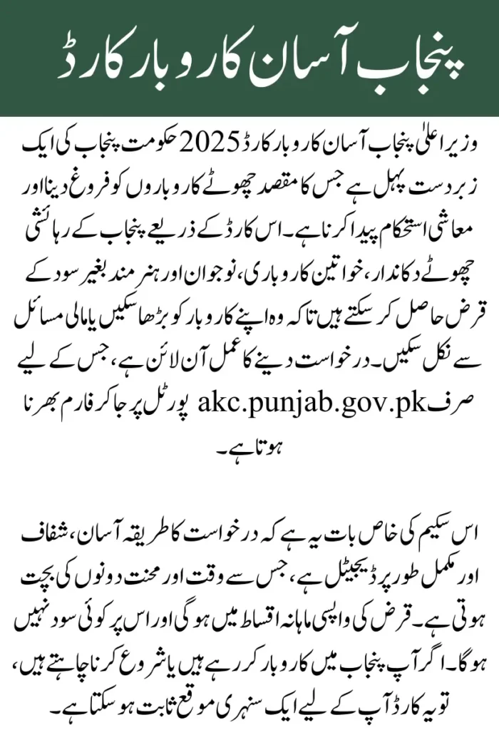 CM Punjab Asaan Karobar Card