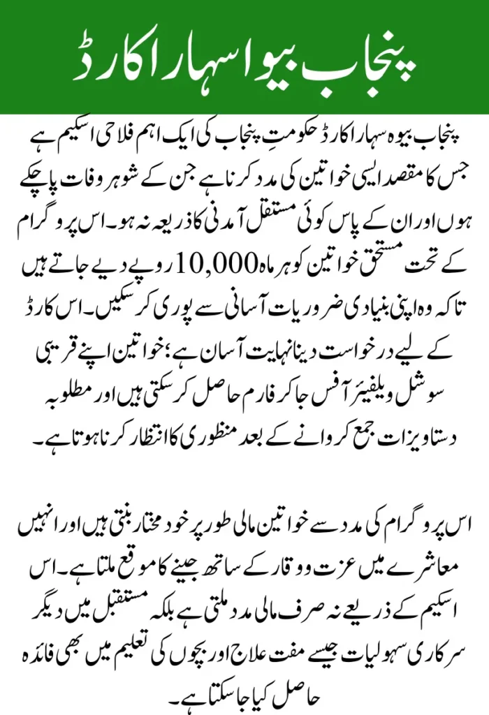 Get 10,000 Rupees Through Punjab Bewa Sahara Card
