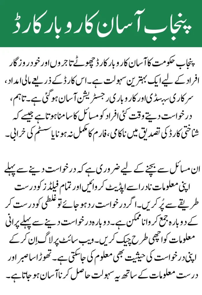 AKC Punjab Asaan Karobar Card Error