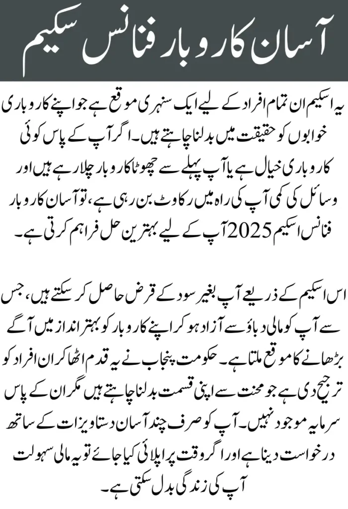 Asaan Karobar Finance Scheme 2025 Last Date To Apply