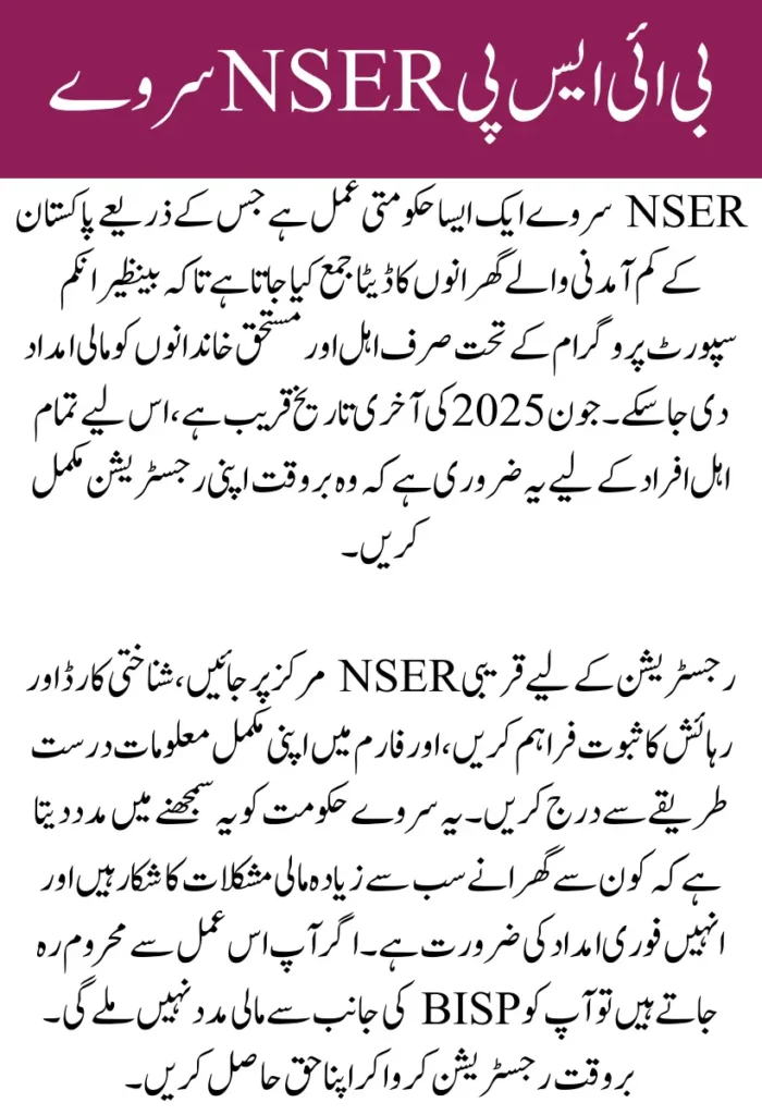 BISP NSER Survey