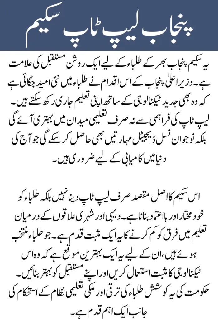 CM Punjab Laptop Scheme