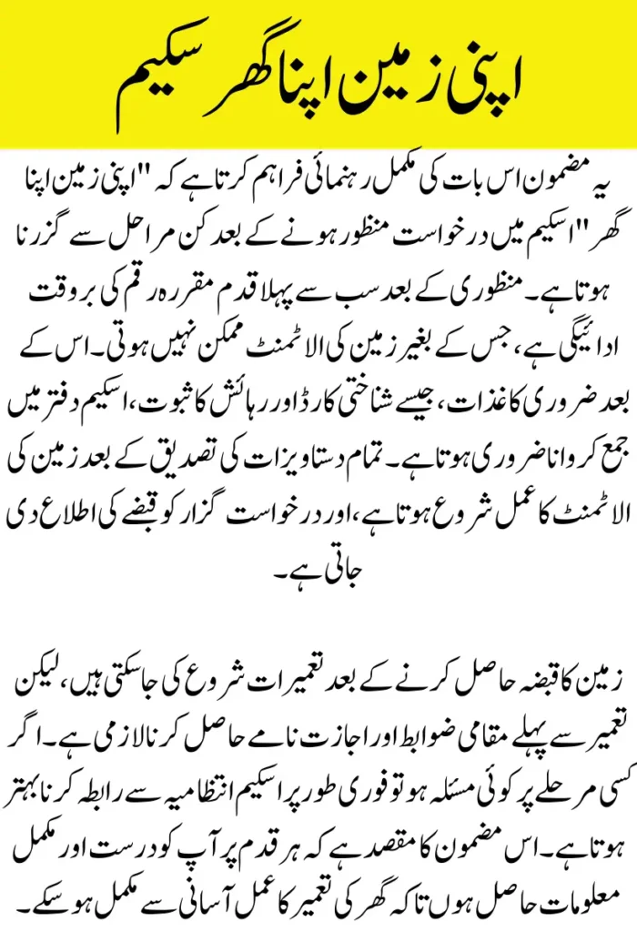 Apni Zameen Apna Ghar Scheme