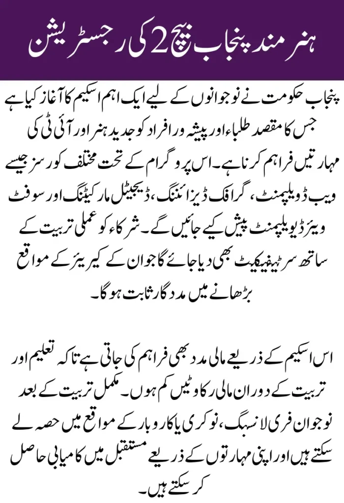 Hunarmand Punjab Batch 2 Registration