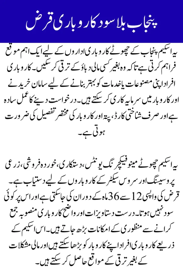 Punjab No-Interest Business Loan